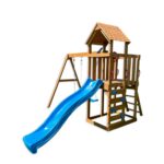 Columpio con casa de madera de cedro para niños 2 en 1